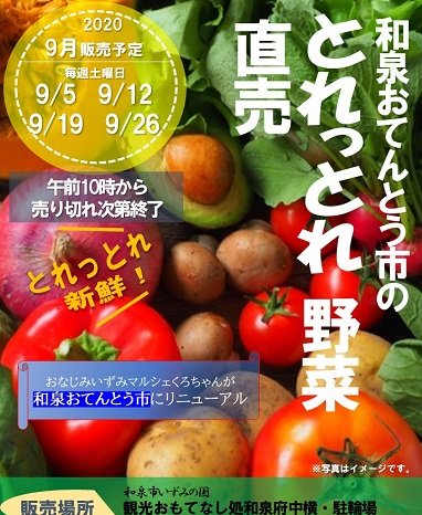 2020年9月和泉おてんとう市の野菜直売！! inおもてなし処和泉府中